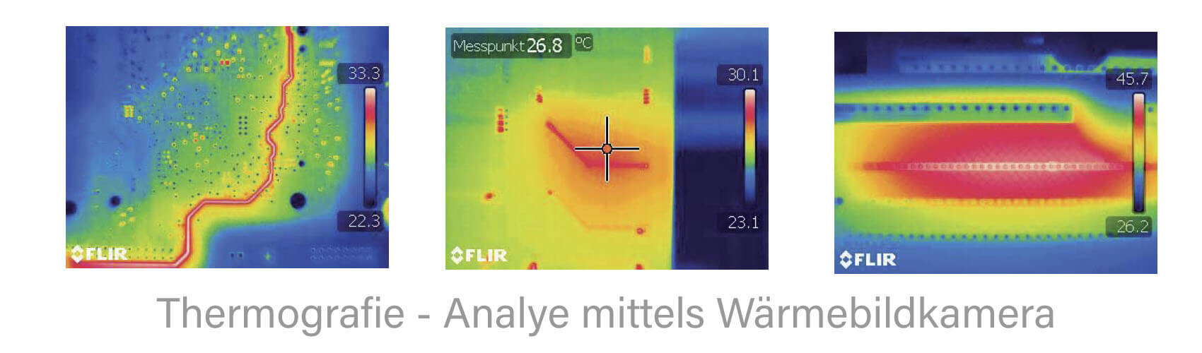 Die Analyse (Temperaturverlauf / -verteilung) erfolgt mittels einer Thermografie-Kamera.